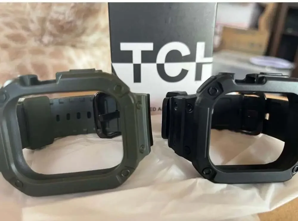 SVISVIPA 2-Pack Rugged Armor Pro Apple Watch Band and Case (Black, Army Green)